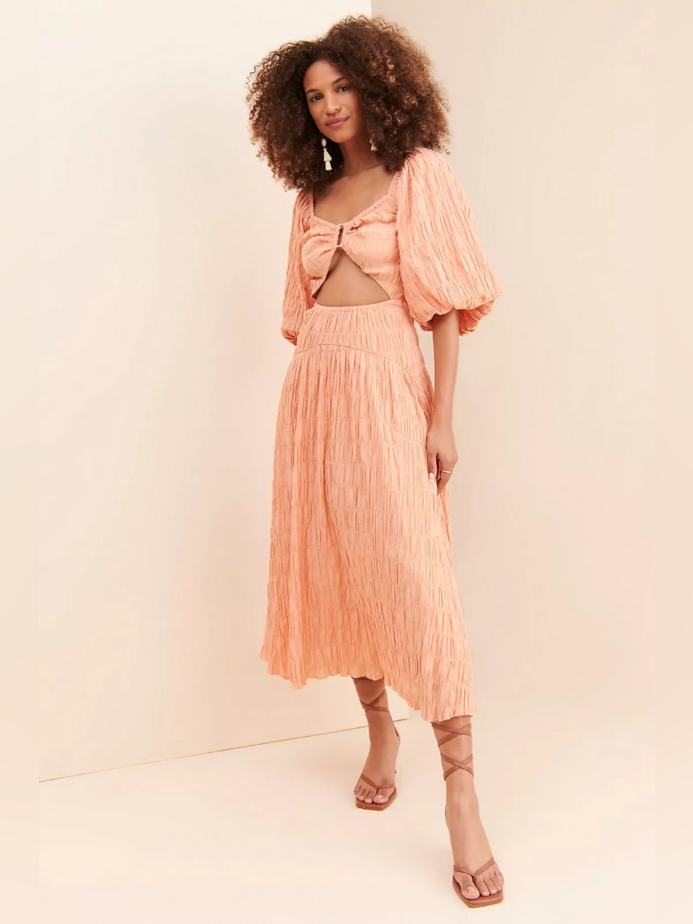 Sovere Mercy Reversible Cut Out Midi Dress Orange
